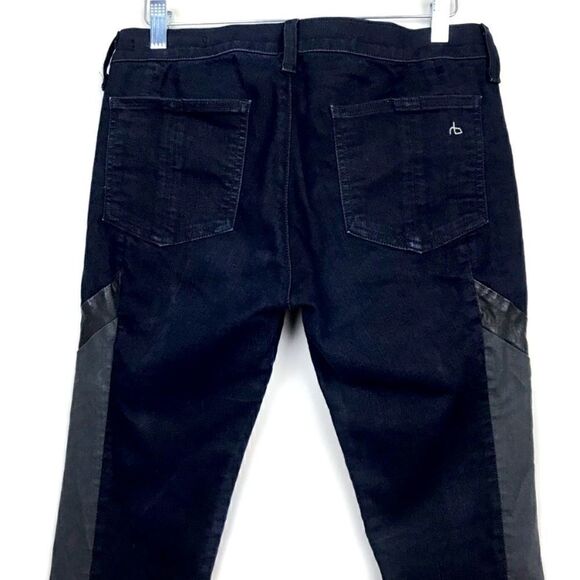 rag & bone The Grand Prix Motocross Leather Blue Black Jeans Size 25 NWOT - Picture 6 of 13
